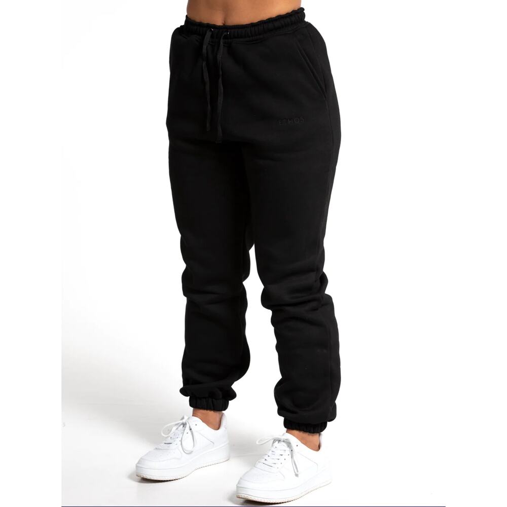 Ethos Oversized Sweatpants Womens Small Black New Athleisure Joggers Loungewear